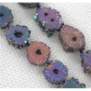 rainbow solar druzy quartz beads, freeform, approx 10-15mm [GASA1530]