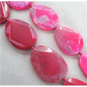 dragon veins Agate slice bead, faceted freeform, hotpink, approx 20-50mm [GASA1548]