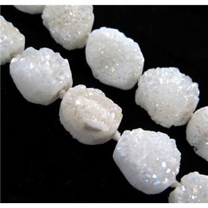 druzy quartz bead, freeform, white AB color, approx 12-25mm [GASA1555]