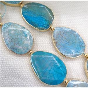 blue dragon veins agate beads, faceted freeform, gold plated, approx 40-60mm, 5pcs per st [GASA1566]