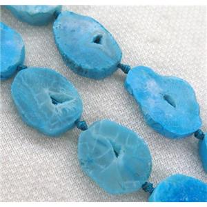 skyblue agate geode druzy bead, flat freeform, approx 15-40mm [GASA1575]