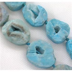 druzy agate beads, freeform, blue, approx 20-45mm [GASA1579]