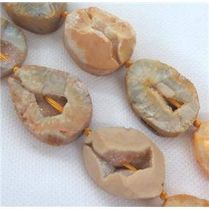 druzy agate beads, freeform, yellow, approx 20-45mm [GASA1581]