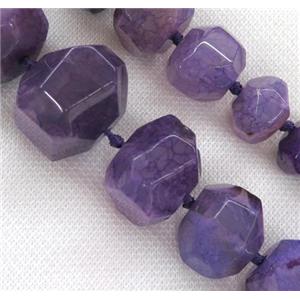 purple agate bead, faceted freeform, approx 15-35mm [GASA1584]