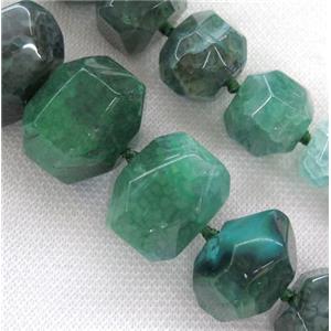 green agate bead, faceted freeform, approx 15-35mm [GASA1585]