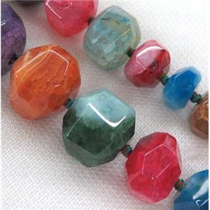 agate bead, faceted freeform, mix color, approx 15-35mm [GASA1589]