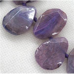 purple agate teardrop beads, faceted, top-drilled, approx 15-35mm [GASA1597]