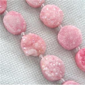 pink druzy quartz beads, freeform, approx 12-25mm [GASA1616]