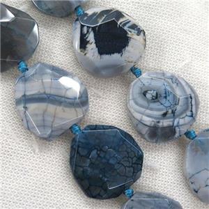 lt.blue Dragon Veins Agate beads, faceted freeform, approx 25-30mm [GASA1621]