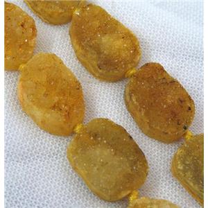 yellow druzy quartz beads, freeform, approx 20-33mm [GASA1649]