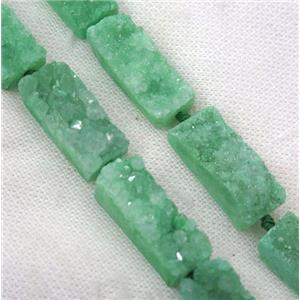 green druzy quartz bead, rectangle, approx 12-30mm [GASA1657]