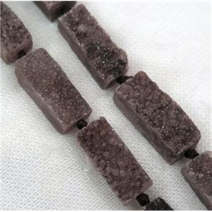 coffee druzy quartz bead, rectangle, approx 12-30mm [GASA1660]