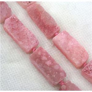 pink druzy quartz bead, rectangle, approx 12-30mm [GASA1663]