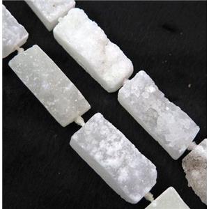 white druzy quartz beads, rectangle, approx 12-30mm [GASA1664]