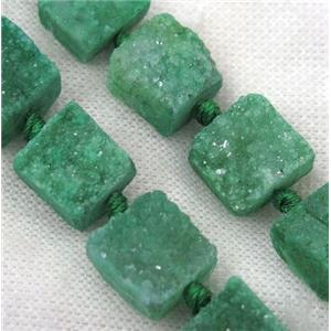 green druzy quartz square beads, approx 15x15mm [GASA1665]