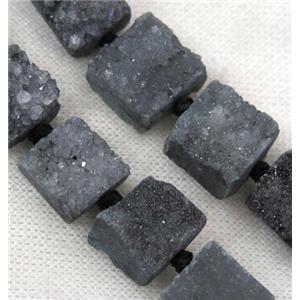 gray druzy quartz beads, square, approx 15x15mm [GASA1666]
