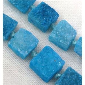 blue druzy quartz beads, square, approx 15x15mm [GASA1667]