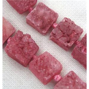 red druzy quartz bead, square, approx 15x15mm [GASA1668]
