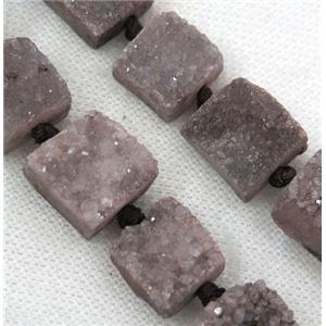coffee druzy quartz bead, square, approx 15x15mm [GASA1669]