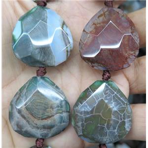 dragon veinse slice Agate beads, faceted freeform, approx 25-30mm [GASA1672]