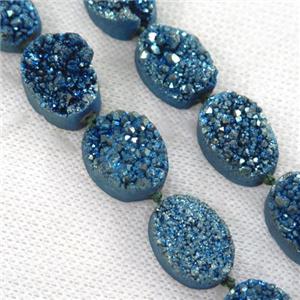green druzy quartz beads, oval, approx 13x18mm, 11pcs per st [GASA1729]