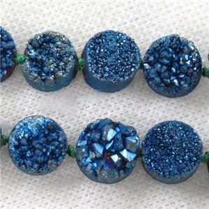 green druzy quartz beads, flat-round, approx 12mm dia, 16pcs per st [GASA1732]