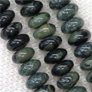 green Kambaba Jasper rondelle beads, approx 5x8mm [GB10033]