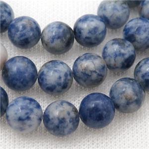 blue Spotted dalmatian jasper beads, round, approx 4mm dia [GB10063-4MM]