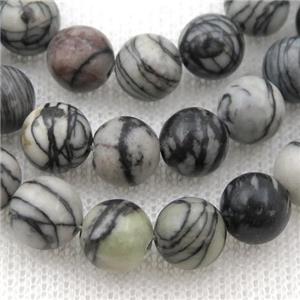 black Silk Jasper beads, round, approx 4mm dia [GB10064-4MM]