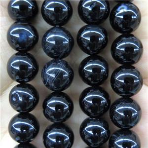 round Black Onyx Agate beads, approx 4mm dia [GB10075-4MM]