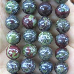 round Dragon BloodStone beads, green, approx 10mm dia [GB10079-10MM]