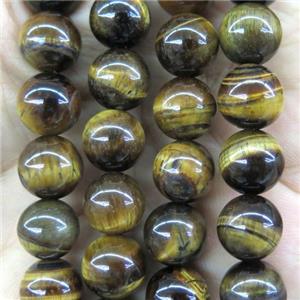 yellow Tiger eye stone beads, round, approx 4mm dia [GB10091-4MM]
