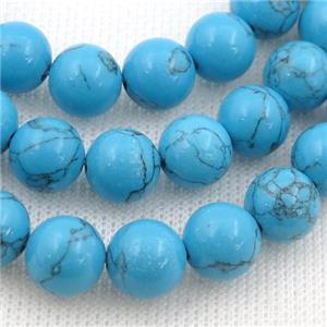 synthetic blue Turquoise beads, round, approx 6mm dia [GB10110-6MM]