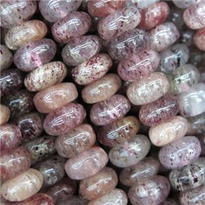 Strawberry Quartz rondelle beads, approx 8mm dia [GB10182]