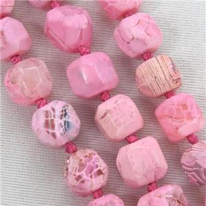 hotpink Dragon veins agate beads, faceted round, approx 12-13mm [GB10187]