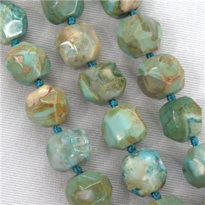 coffee green Dragon veins agate beads, faceted round, approx 12-13mm [GB10191]