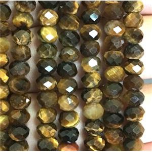 tiger eye stone bead, faceted rondelle, approx 3x5mm [GB10200]