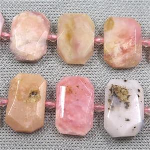 pink Opal Jasper beads, faceted rectangle, approx 13-23mm [GB10210]