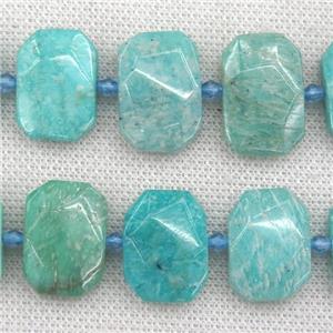 green Amazonite beads, faceted rectangle, approx 13-23mm [GB10211]