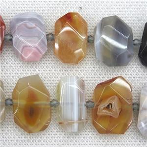 red Botswana beads, faceted rectangle, approx 13-23mm [GB10222]