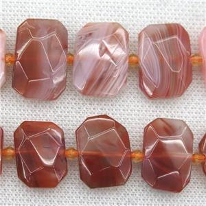 red agate beads, faceted rectangle, approx 13-23mm [GB10223]