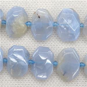 blue Agate beads, faceted rectangle, approx 13-23mm [GB10225]