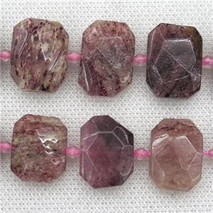 Strawberry Quartz beads, faceted rectangle, approx 13-23mm [GB10229]