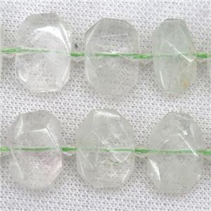 lt.green Quartz beads, faceted rectangle, approx 13-23mm [GB10230]