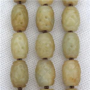 Chinese Agalmatolite barrel beads, approx 12-18mm [GB10291]