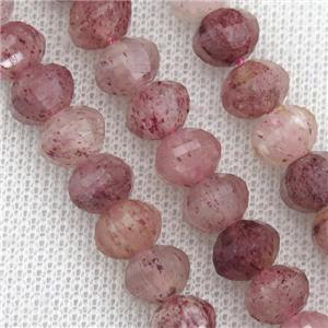pink Strawberry Quartz beads, lantern, approx 10-11mm dia [GB10295]