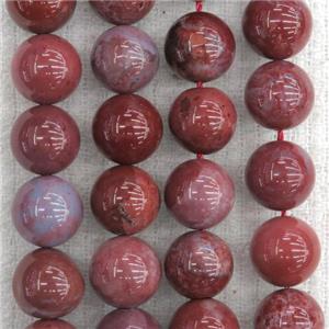 round Portuguese Agate beads, red, approx 6mm dia [GB10392-6MM]