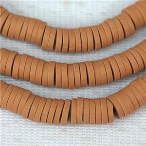 brown Fimo Polymer Clay heishi beads, approx 6mm dia [GB10406]