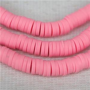 pink Fimo Polymer Clay heishi beads, approx 6mm dia [GB10411]