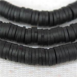 black Fimo Polymer Clay heishi beads, approx 4mm dia [GB10433-4MM]
